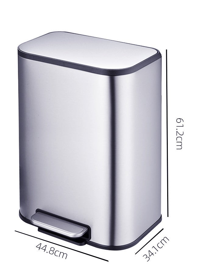 ايست من نون سلة مهملات كبيرة من الفولاذ المقاوم للصدأ سعة 50 لتر مع غطاء يغلق برفق وسطح مقاوم لبصمات الأصابع للمطبخ، فضي - 44.8x34.1x61.2 سم - Image 3